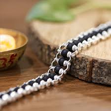 Silver Plated Karungali Ebony Chain Bracelet